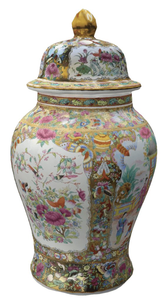 Covered Jar with Decoration of Birds, Floral and Figures